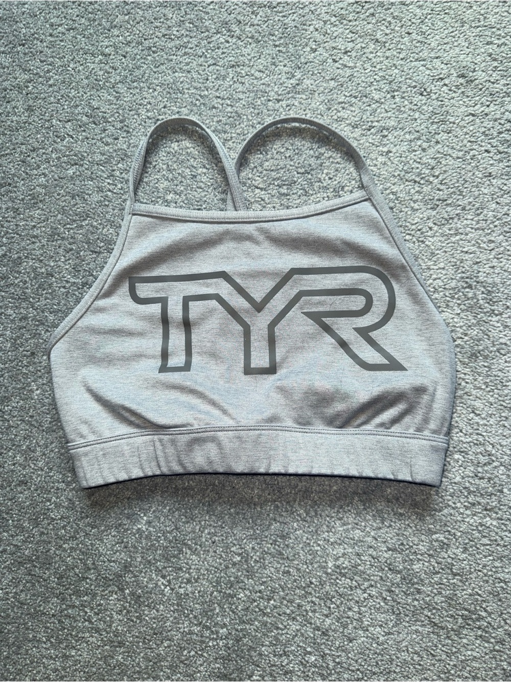 TYR Gray High-Neck Cropped Sports Bra Top